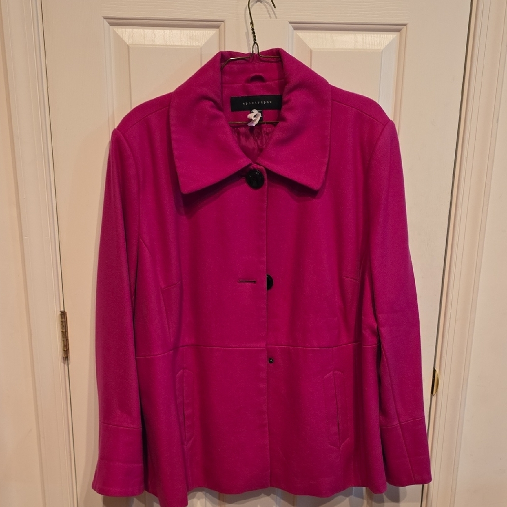 Women's Fuchsia Pea Coat